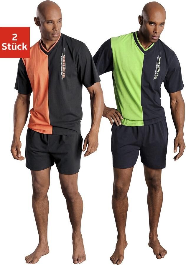 Le jogger Pyjama met 2-kleurig t-shirt (4-delig Set van 2) - Foto 2