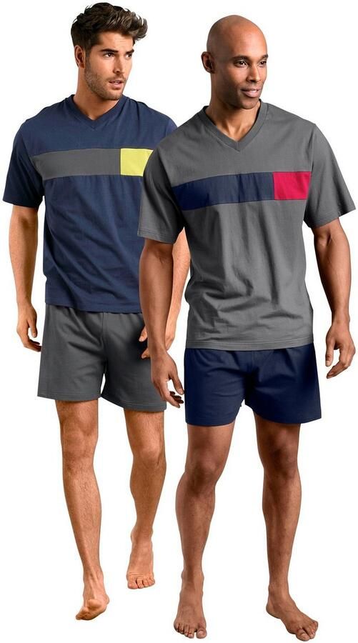 Le jogger Pyjama met colourblock-inzetten (4-delig Set van 2)