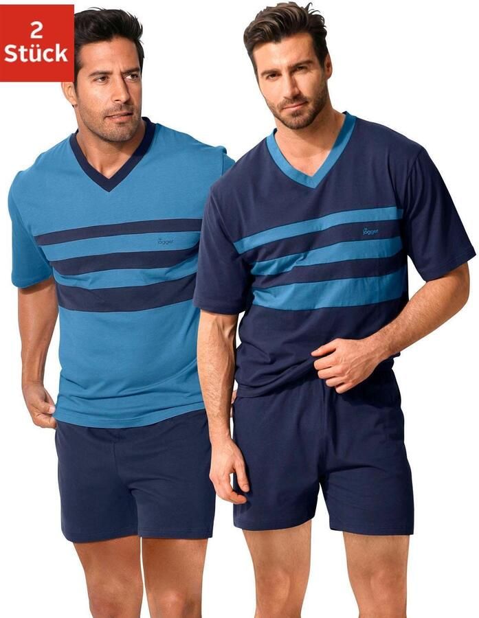 Le jogger Pyjama met contrasterende inzetten aan de voorkant (4-delig Set van 2)