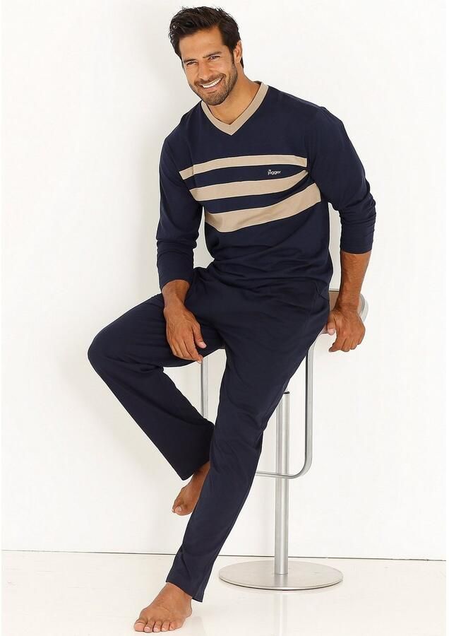 Le jogger Pyjama met contrasterende inzetten aan de voorkant (4-delig Set van 2)