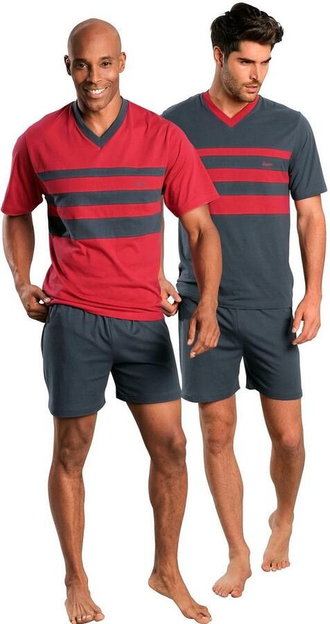 Le jogger Pyjama met contrastkleurige inzetten voor (4-delig Set van 2)