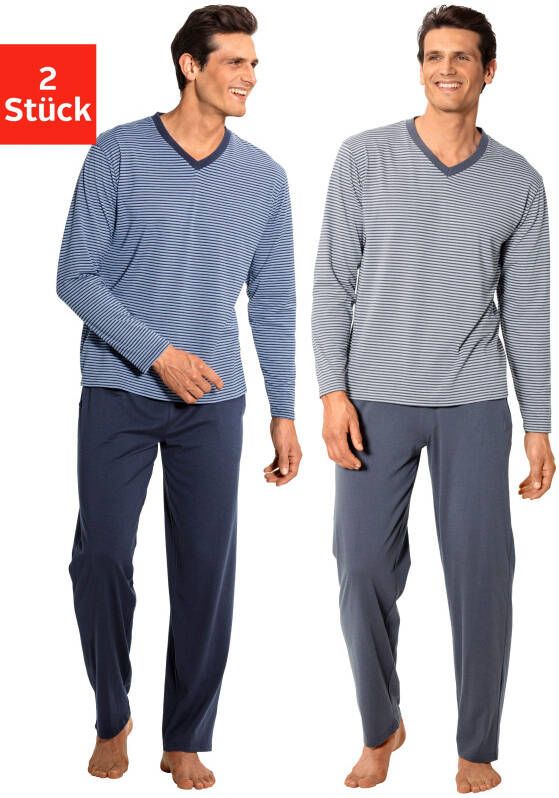 Le jogger Pyjama met garenverfde strepen (4-delig Set van 2)