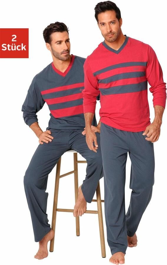 Le jogger Pyjama voor heren gemaakt van 100% katoen (4-delig Set van 2)