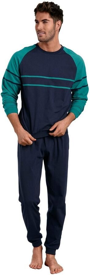 Le jogger Pyjama voor heren in dubbelpak in een lang model met opgestikte strepen (4-delig Set van 2)