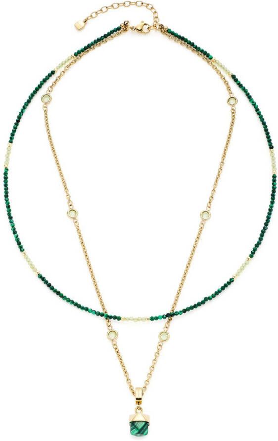 LEONARDO Ketting met hanger Ketting Valea 021767 met malachiet glassteen met glaskraal