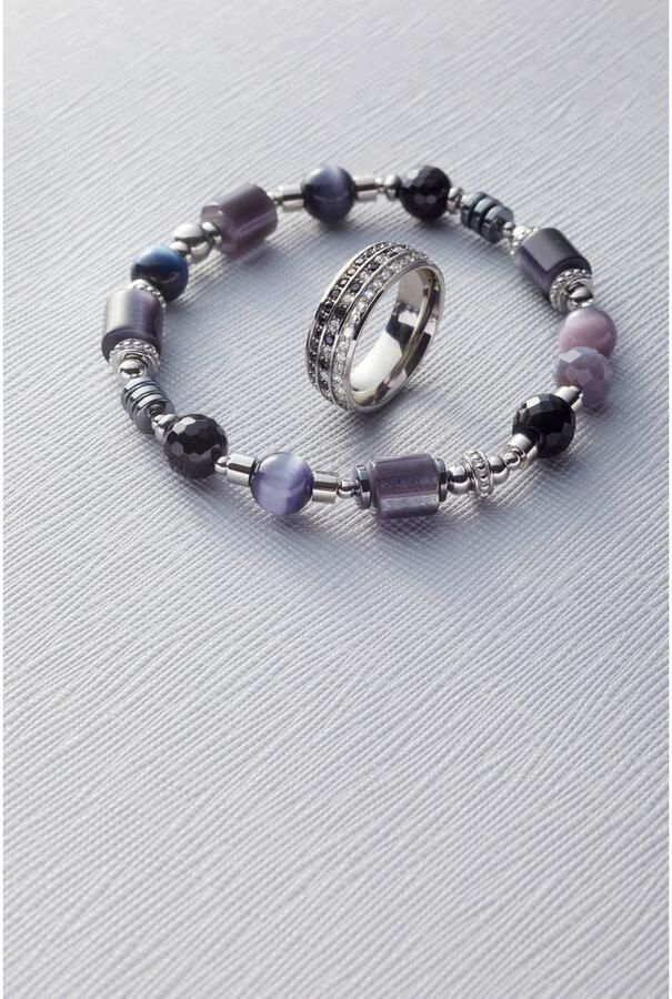 LEONARDO Armband Casoria 024304 met glassteen hematiet met kattenoog - Foto 2