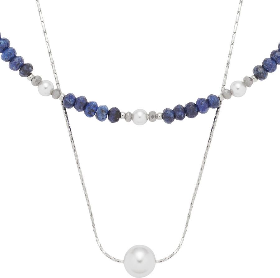 LEONARDO Ketting met hanger Halsketting Anjana 024311 met sodaliet met glasparel parel (geïmiteerd) - Foto 3