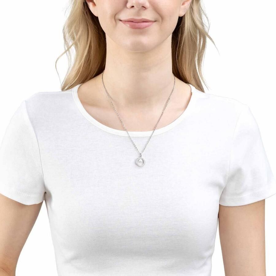 LEONARDO Ketting met hanger Halsketting Anouka 023532 met zirkonia (synth.) met parel (geïmiteerd)