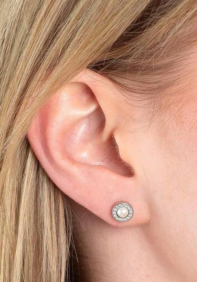 LEONARDO Oorstekers Oorbel Isa 023347 023349 met glassteen of parel (geïmiteerd) en zirkonia (synth.) - Foto 3