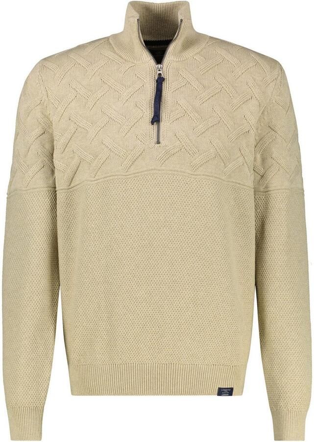 Lerros Gebreide trui met rits en opstaande kraag jacquard-structuur - Foto 2