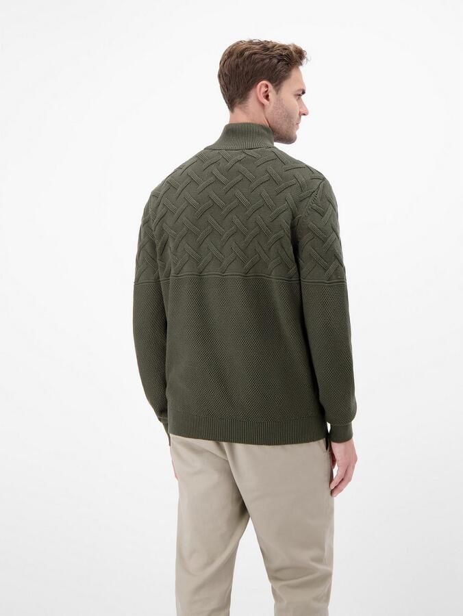 Lerros Gebreide trui met rits en opstaande kraag jacquard-structuur