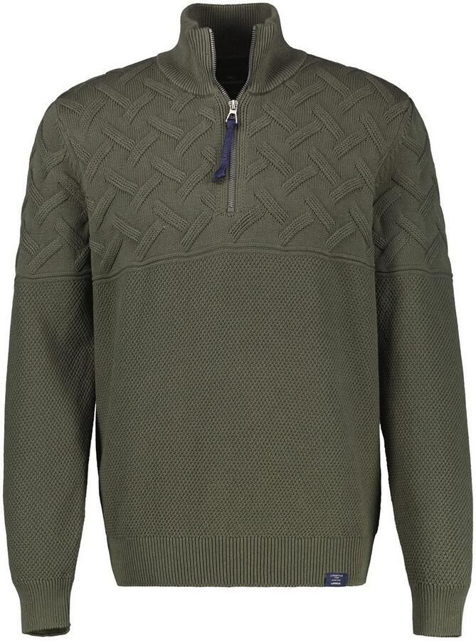 Lerros Gebreide trui met rits en opstaande kraag jacquard-structuur - Foto 2