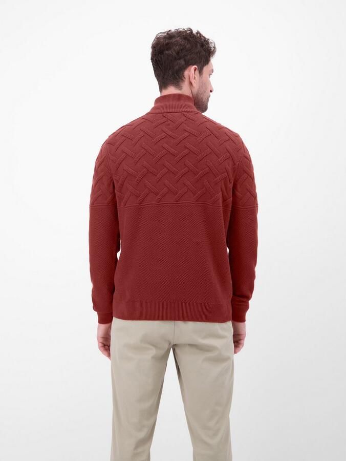 Lerros Gebreide trui met rits en opstaande kraag jacquard-structuur