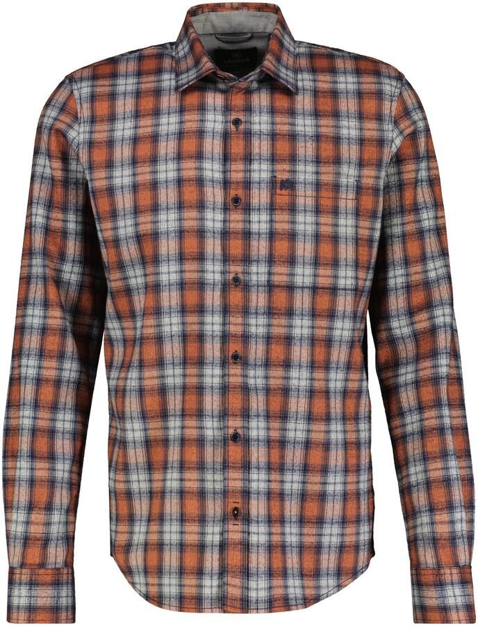 Lerros Geruit overhemd met geborduurd logo