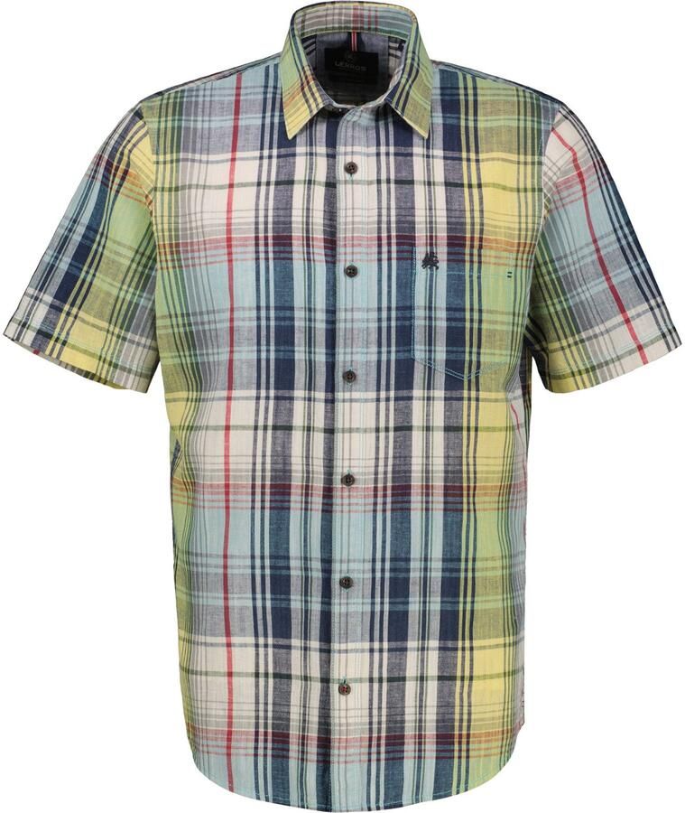 Lerros Overhemd met korte mouwen zomers geruit overhemd met linnen - Foto 2