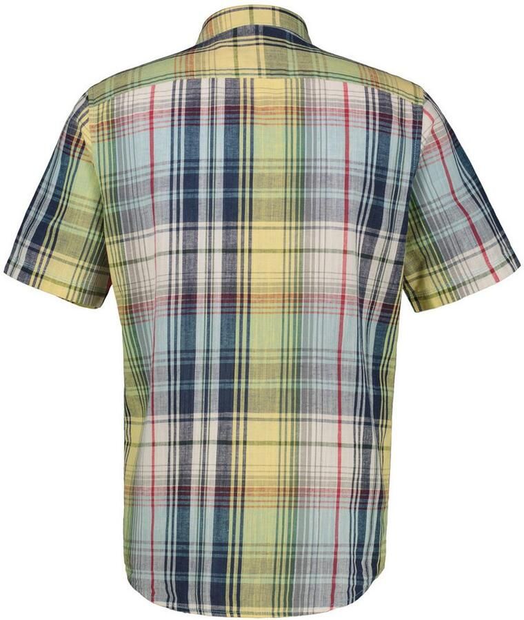 Lerros Overhemd met korte mouwen zomers geruit overhemd met linnen