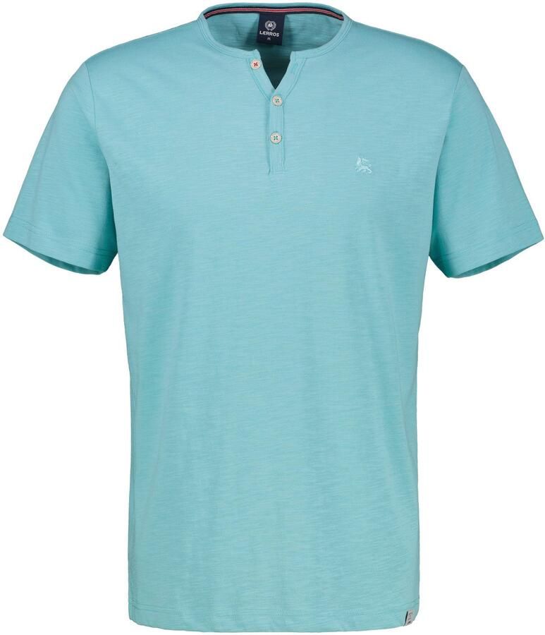 Lerros Henleyshirt serafino-shirt in effen structuurstof