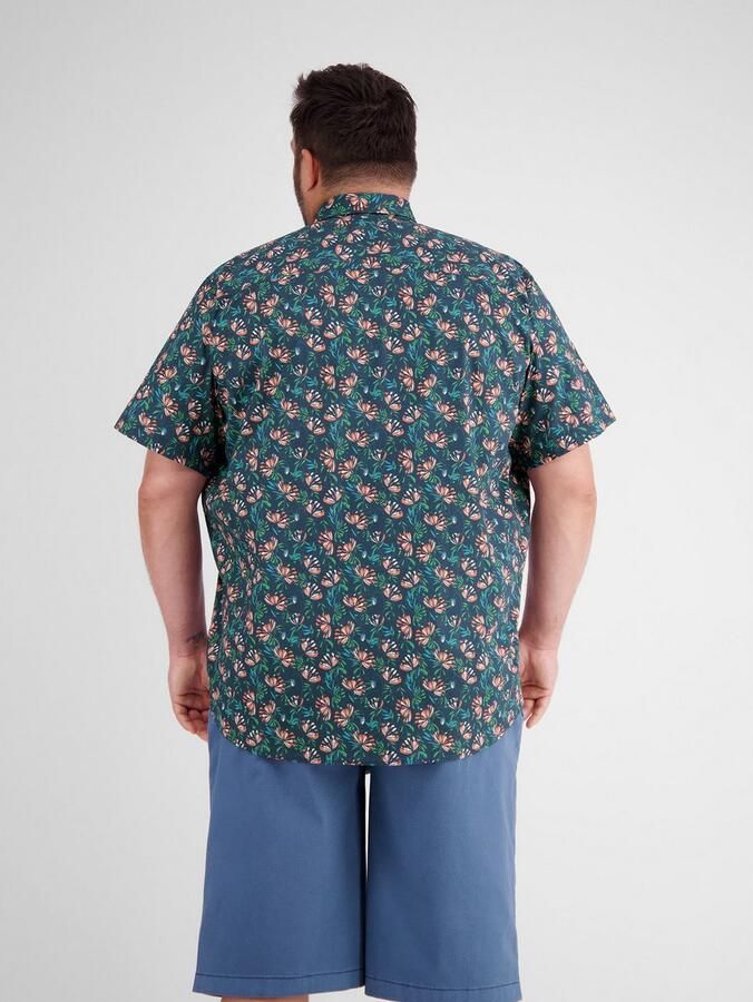 Lerros Overhemd met korte mouwen Bloemig gedessineerd overhemd met korte mouwen in grote maten