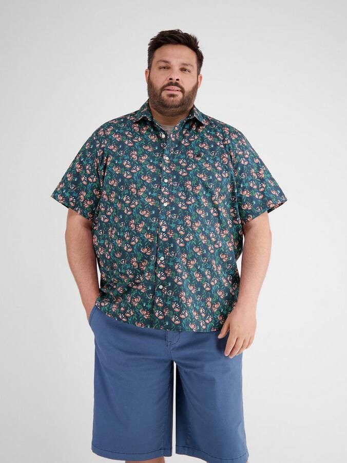 Lerros Overhemd met korte mouwen Bloemig gedessineerd overhemd met korte mouwen in grote maten - Foto 3