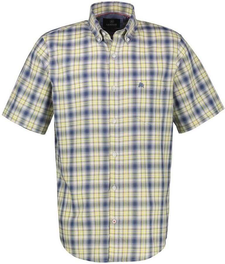 Lerros Overhemd met korte mouwen geruit halfarm overhemd voor heren
