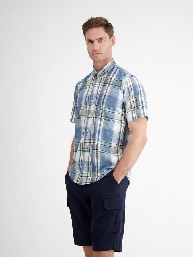 Lerros Overhemd met korte mouwen geruit overhemd in zomerse structuurkwaliteit - Foto 3
