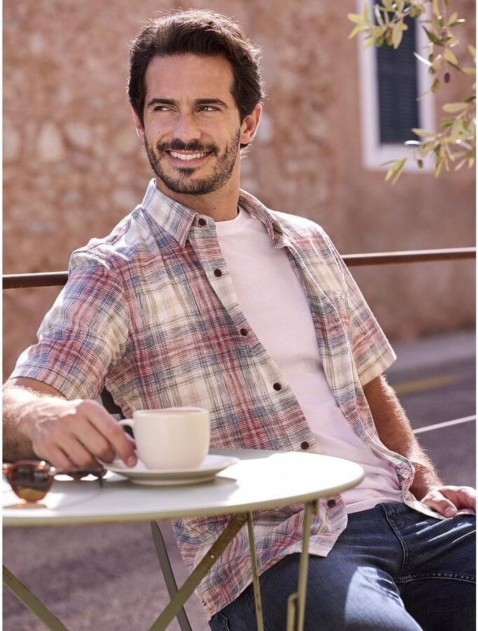 Lerros Overhemd met korte mouwen Geruit overhemd van zomers structuurweefsel - Foto 9