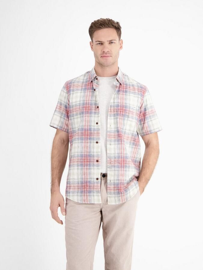 Lerros Overhemd met korte mouwen Geruit overhemd van zomers structuurweefsel - Foto 4