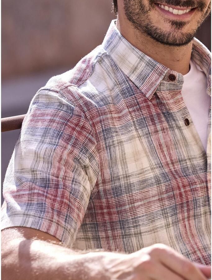 Lerros Overhemd met korte mouwen Geruit overhemd van zomers structuurweefsel - Foto 3