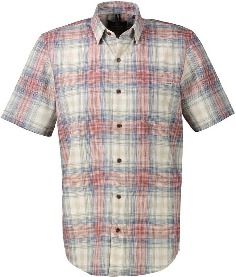 Lerros Overhemd met korte mouwen Geruit overhemd van zomers structuurweefsel