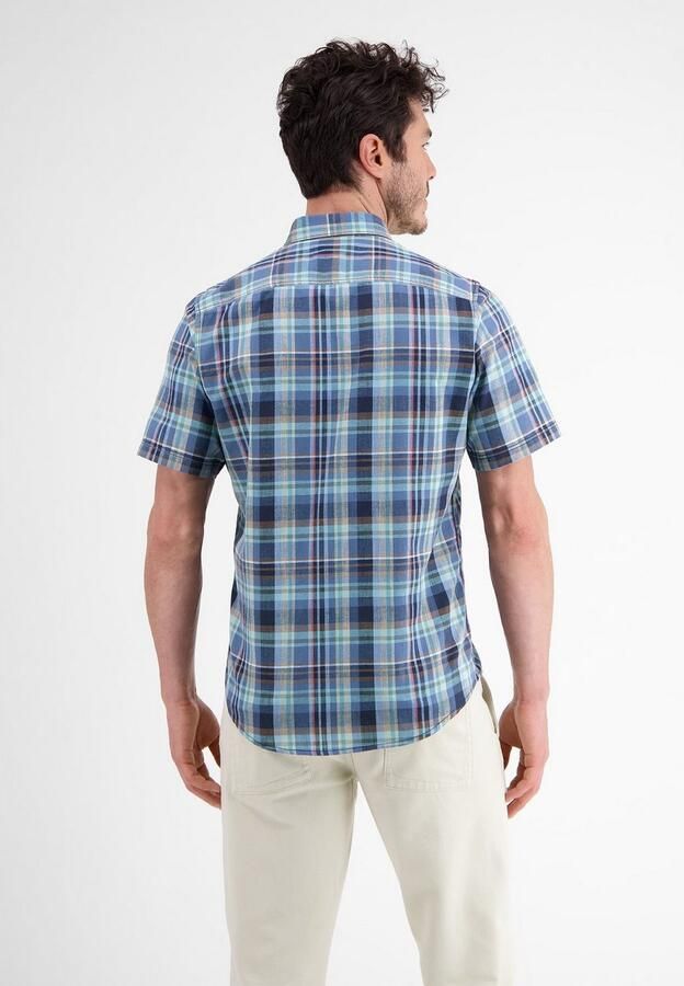 Lerros Overhemd met korte mouwen geruite halfarmhemd katoen-linnen-mix - Foto 3