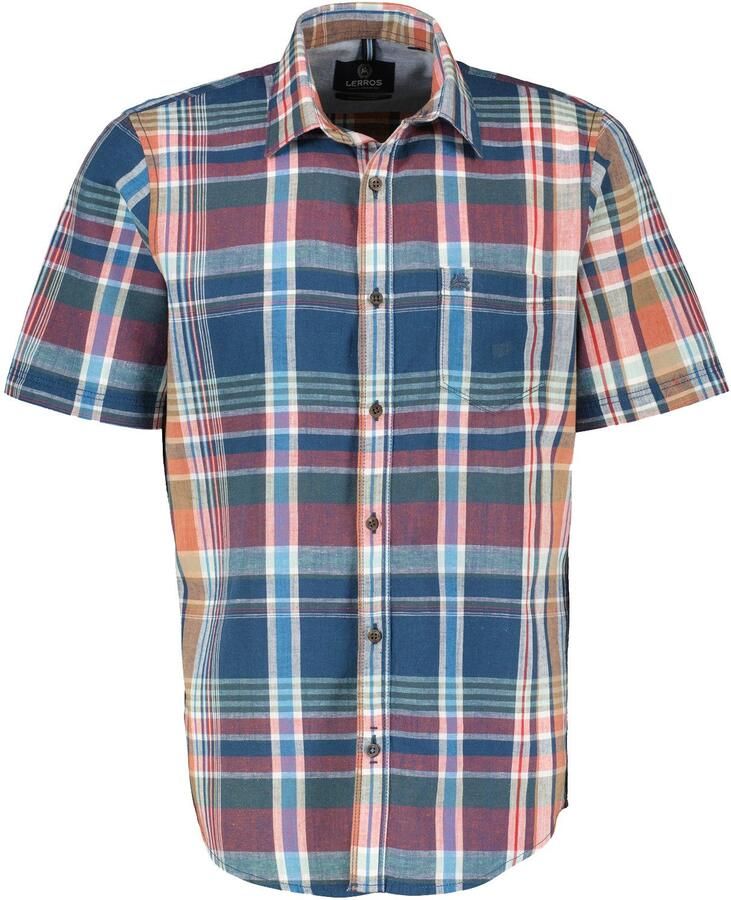Lerros Overhemd met korte mouwen geruite katoen-linnenhemd voor heren - Foto 2
