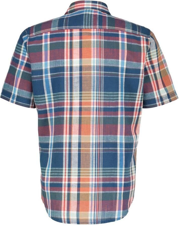 Lerros Overhemd met korte mouwen geruite katoen-linnenhemd voor heren