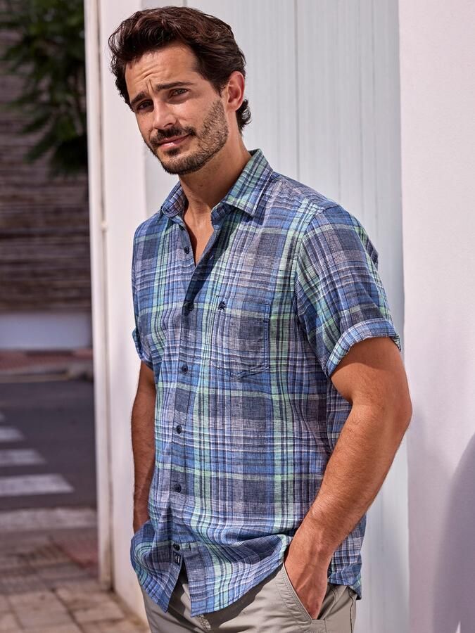 Lerros Overhemd met korte mouwen heren geruit overhemd in lichte structuurkwaliteit - Foto 4