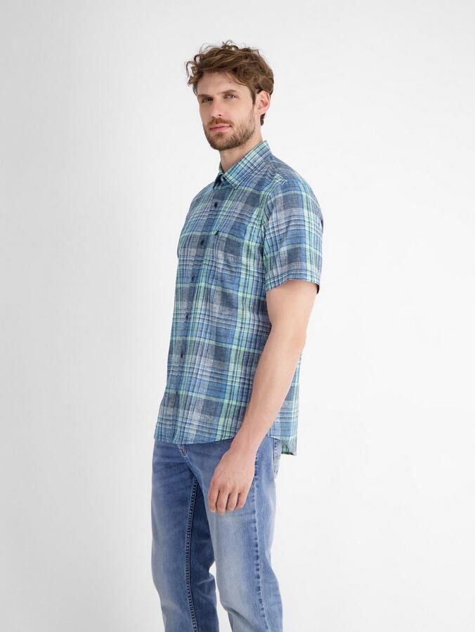 Lerros Overhemd met korte mouwen heren geruit overhemd in lichte structuurkwaliteit - Foto 2