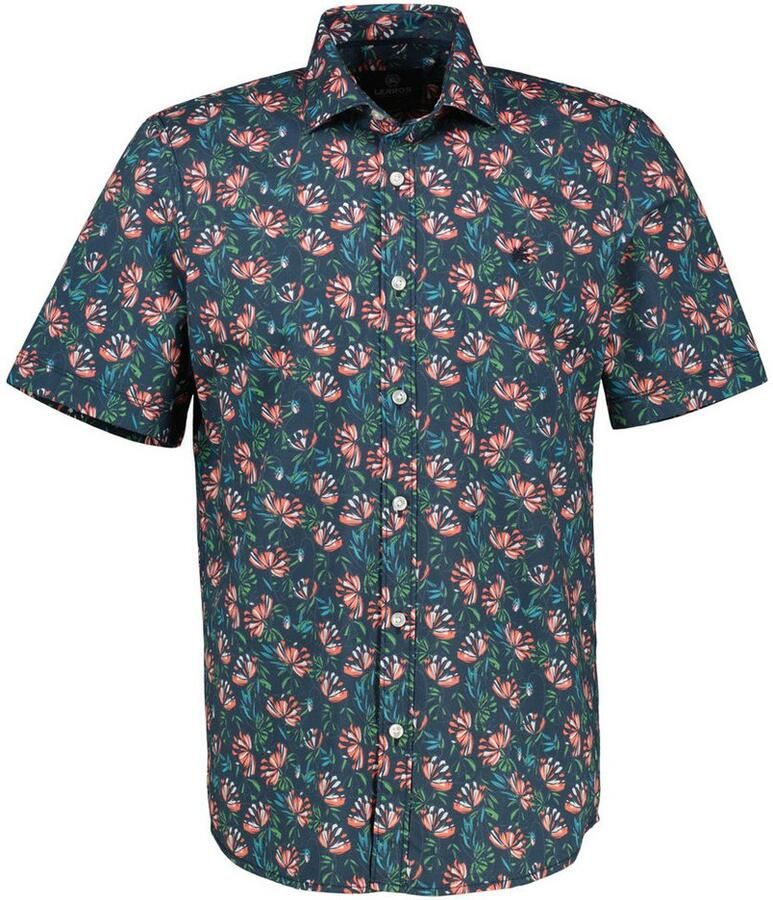 Lerros Overhemd met korte mouwen poplin-stretch overhemd bloemig gedessineerd