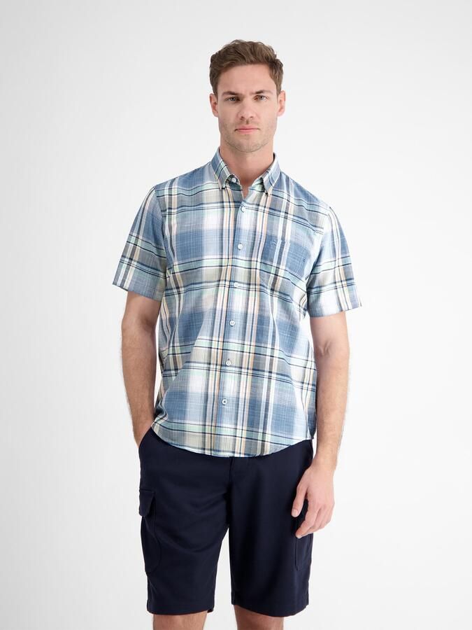 Lerros Overhemd met korte mouwen geruit overhemd in zomerse structuurkwaliteit - Foto 5