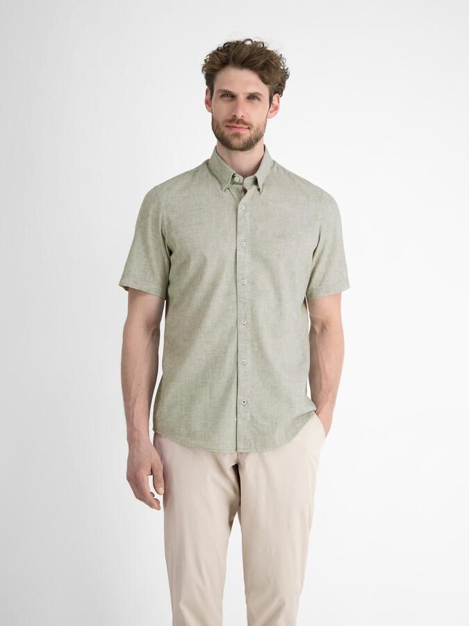 Lerros Overhemd met korte mouwen met geborduurd logo - Foto 3