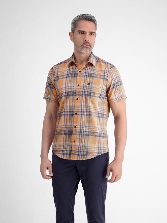 Lerros Overhemd met korte mouwen met geborduurd logo - Foto 3