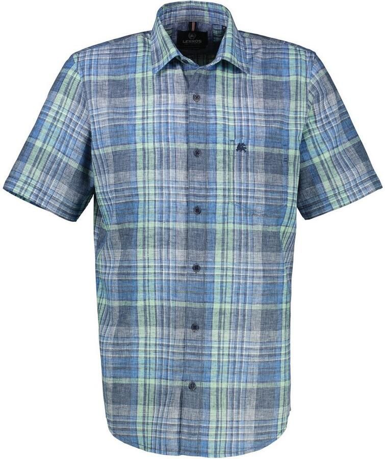 Lerros Overhemd met korte mouwen heren geruit overhemd in lichte structuurkwaliteit