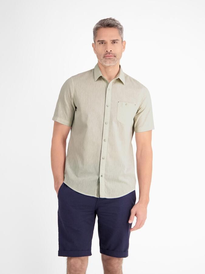Lerros Overhemd met korte mouwen Overhemd met korte mouwen met linnen effen - Foto 4