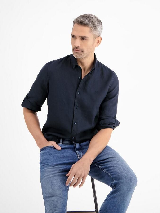 Lerros Overhemd met lange mouwen heren overhemd in linnen-katoenmix - Foto 4