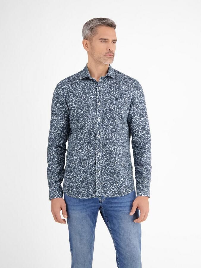 Lerros Overhemd met lange mouwen lange mouw overhemd met haifischkragen bloe druk
