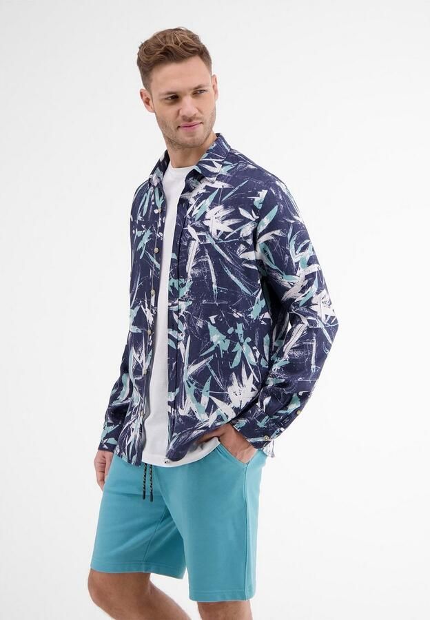 Lerros Overhemd met lange mouwen linnen overhemd met bloe druk AOP - Foto 4