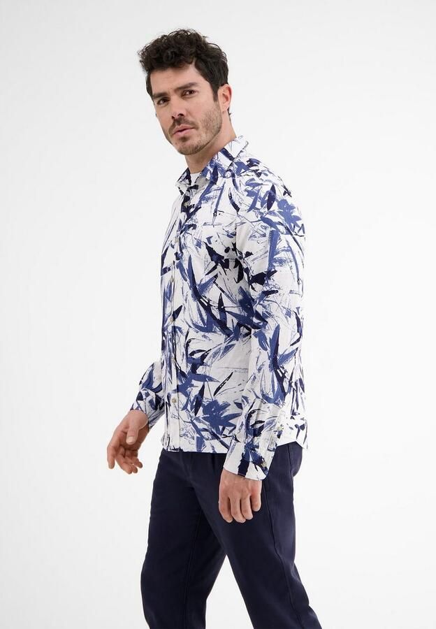 Lerros Overhemd met lange mouwen linnen overhemd met bloe druk AOP - Foto 4