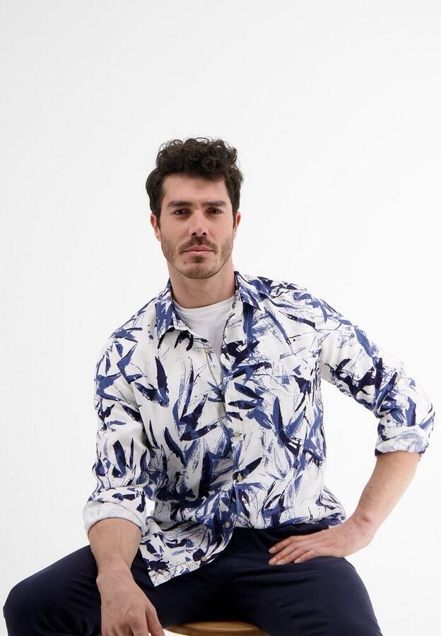 Lerros Overhemd met lange mouwen linnen overhemd met bloe druk AOP - Foto 5