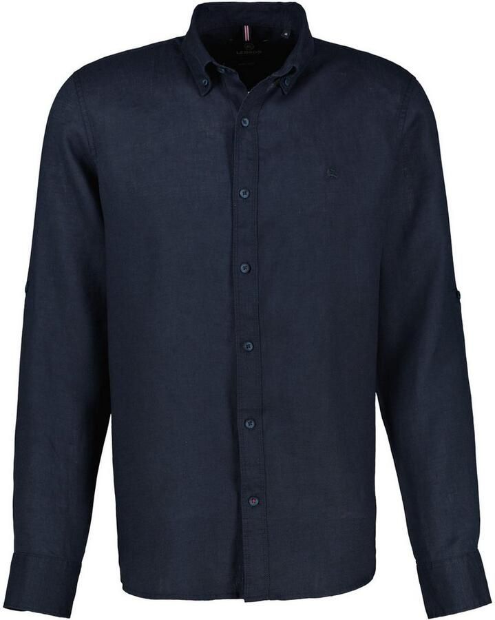 Lerros Overhemd met lange mouwen heren overhemd in linnen-katoenmix