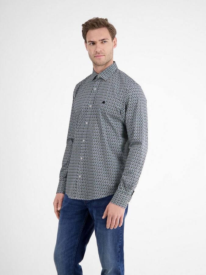 Lerros Overhemd met lange mouwen poplin overhemd met stretch