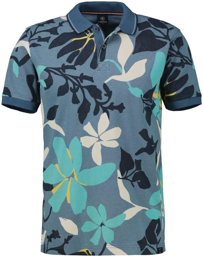 Lerros Poloshirt zomers-bloemig gedessineerd