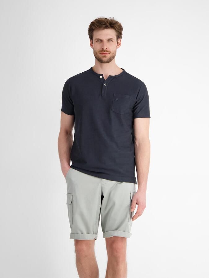 Lerros Shirt met korte mouwen met serafino-kraag en korte knoopsluiting - Foto 3