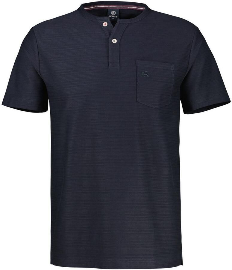 Lerros Shirt met korte mouwen met serafino-kraag en korte knoopsluiting